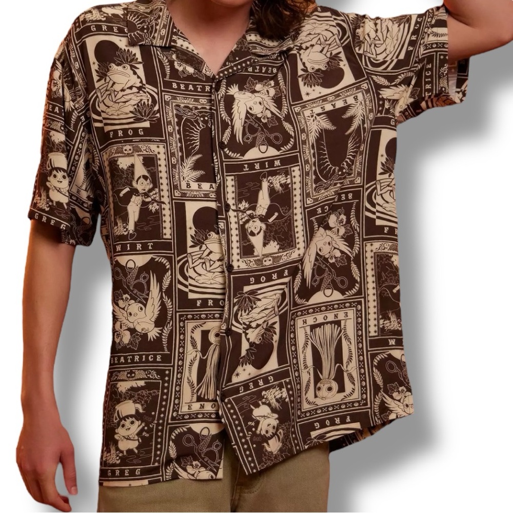 Cartoon Network Over The Garden Wall Character Collage Woven Button-Up (Medium)